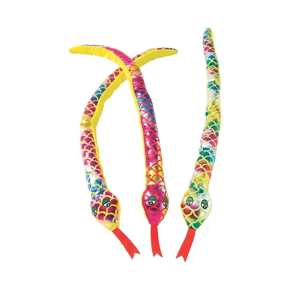 Metallic Plush Snakes - Party Favors - 12 Pieces