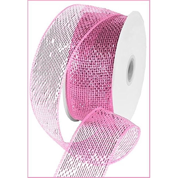 Metallic Poly Deco Mesh Ribbon (2.5" x 25 Yards, Pink Metallic) : RS200422