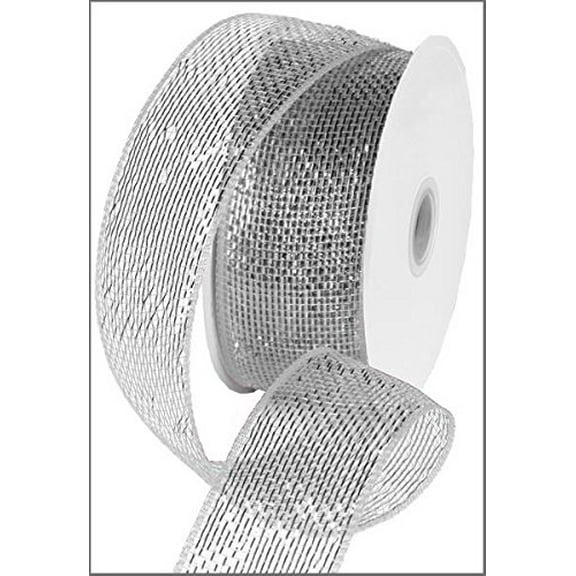 Metallic Poly Deco Mesh Ribbon (2.5" x 25 Yards, Silver) : RS200426