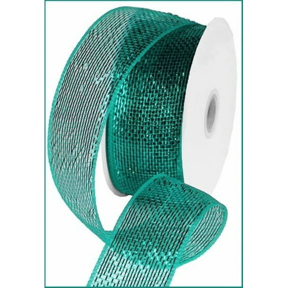 Metallic Poly Deco Mesh Ribbon (2.5" x 25 Yards, Teal Blue Green Metallic)