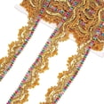 thumbnail image 1 of Metallic Polyester Lace Ribbon Garment Accessory with Paillette Gold 1-3/8 inch(34mm) about 9.30 Yards(8.5m)/Roll DIY, 1 of 5