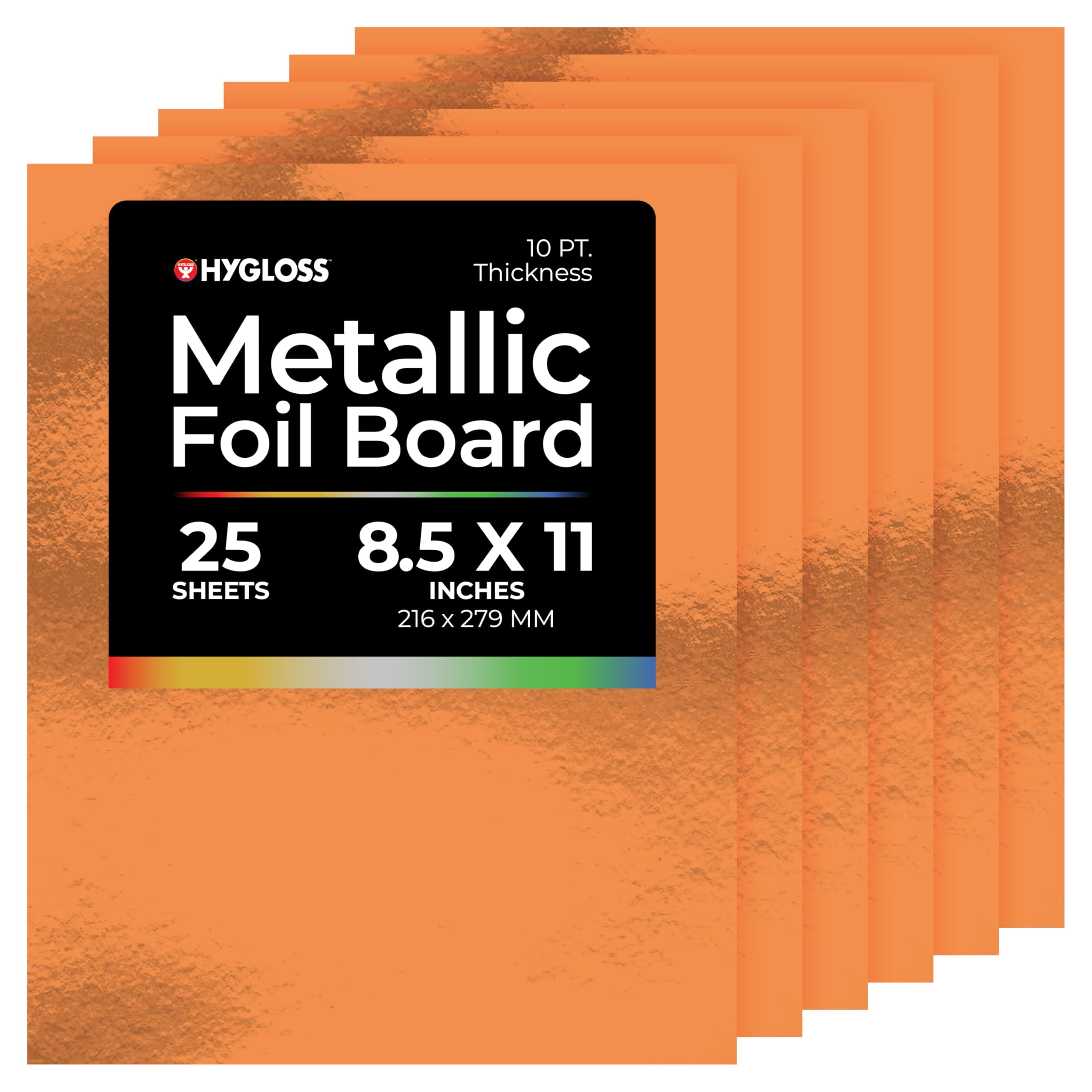 Hygloss Red Copper Metallic Foil Board Cardstock, 8.5 x 11 in, 10