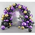 thumbnail image 1 of Metallic Purple Black Balloons Garland Arch Kit-143Pcs for Baby Shower, Birthday, Graduation, Engagement, Anniversary with Black & Gold Accents, 1 of 14