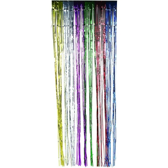 Metallic Rainbow Fringe Curtains - Party Decor - 1 Piece