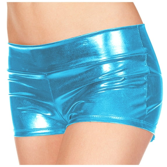 Metallic Rave Booty Dance Shorts for Women High Waist Shiny Disco Party Wear Stretchy Comfortable Clubwear