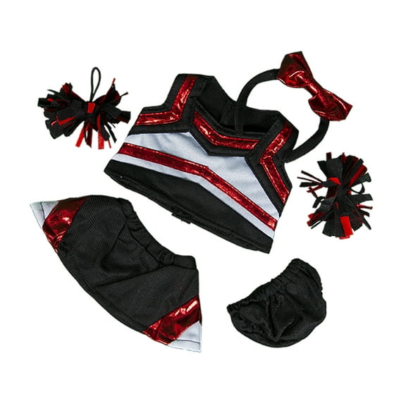 Metallic Red & Black Cheerleader Outfit Fits Most 8"-10" Stuffed Animals