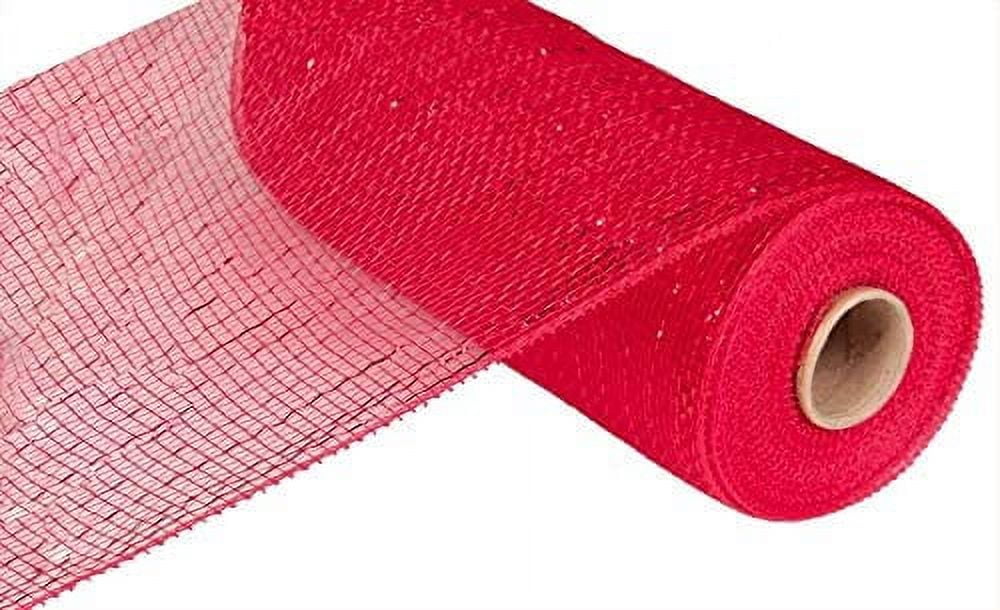 Metallic Red Deco Mesh Decor - 10" x 10 Yards, Memorial Day, 4th of July, Wreath, Tree Topper, Christmas Ribbon Roll, Birthday, President's Day