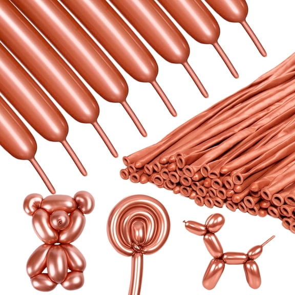 Metallic Rose Gold Long Balloons Premium 260 Twisting Animals Magic Balloons for Birthday Kids Wedding Party Supply 100pcs