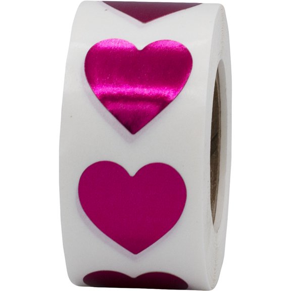 Metallic Rose Heart Stickers | 0.75" Inch Wide | 500 Pack