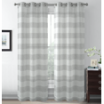 thumbnail image 1 of Metallic Semi Sheer Rugby Striped Grommet Top Window Curtains - Assorted Colors, 1 of 3