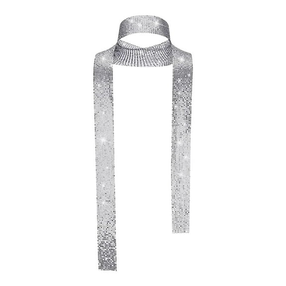 Metallic Sequins Tassel Rhinestone Chain Neck Accessory European And Style Versatile Shiny Scarf Party Layering Adjustable Use Shawl