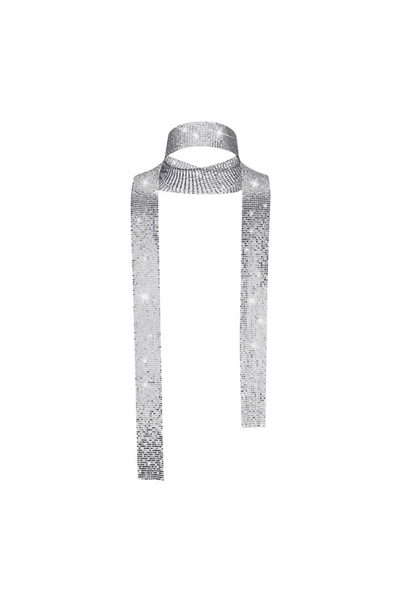 Metallic Sequins Tassel Rhinestone Chain Neck Accessory European And Style Versatile Shiny Scarf Party Layering Adjustable Use Shawl