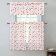 thumbnail image 1 of Metallic Shimmer Embroidered Floral Complete Kitchen Curtain Tier & Valance Set - Red, 1 of 1