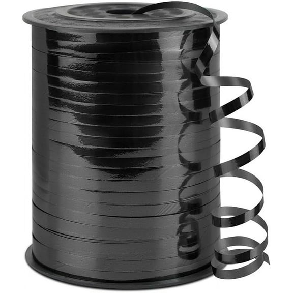 Metallic Shiny Curling Ribbon400m0.5cm for Crafts,Gift Wrapping, Balloon String, Baby Shower, Parties & Festivals, Florist Flowers (Reflective black)