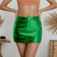 thumbnail image 1 of Metallic Shiny Skirt Bodycon Cargo Skirt Color Green Size XL, 1 of 4