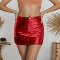 thumbnail image 1 of Metallic Shiny Skirt Bodycon Cargo Skirt Color Red Size XS, 1 of 4