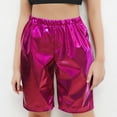 thumbnail image 1 of Metallic Shorts for Girls Solid Color Dance Bermuda Short Pants Kids Shiny Party Clothes High Wasit Trousers, 1 of 5