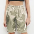 thumbnail image 1 of Metallic Shorts for Girls Solid Color Dance Bermuda Short Pants Kids Shiny Party Clothes High Wasit Trousers, 1 of 5