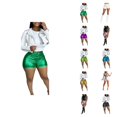 thumbnail image 1 of Metallic Shorts for Women 2026 Summer High Waist Shiny Pu Leather Sparkle Bodycon Shorts for Disco Party Clubwear, 1 of 6