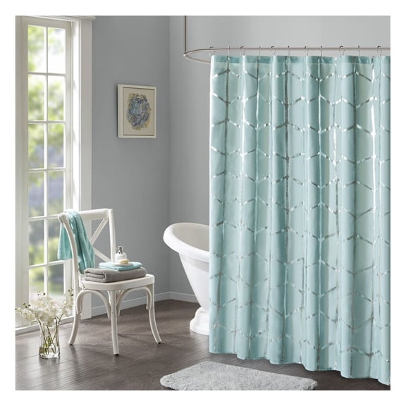 Metallic Shower Curtain 72x72, Geometric Foil Print Bathroom Decor