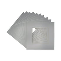 Metallic Silver Acid Free 16x16 Picture Frame Mats with White Core Bevel Cut for 12x12 Pictures -