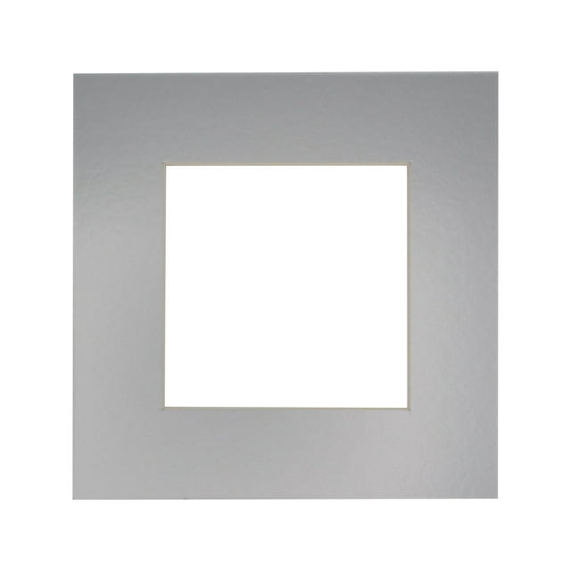 Metallic Silver Acid Free 16x16 Picture Frame Mats with White Core Bevel Cut for 8x8 Pictures -