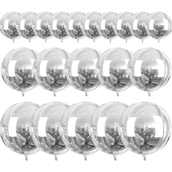 Metallic Silver Foil Balloons 20pcs Different Sizes Pack of 22 15 10 Inch Large Round Foil 4D Inflatable Mirror Ball Mylar Balloons for Graduation Birthday Engagement Party Decorations