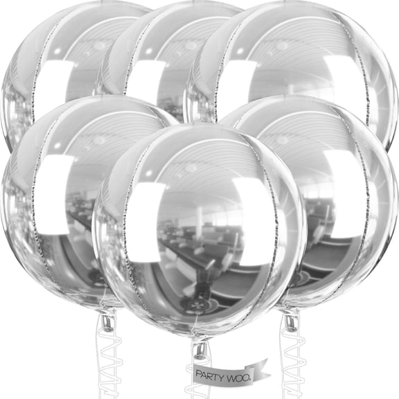 Metallic Silver Foil Balloons Round Foil Inflatable Mirror Ball Mylar Balloons for Party Decorations