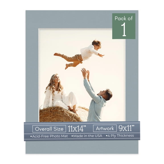 Metallic Silver Picture Frame Mat for 11x14 Frames - Fits 9x11 Photos - 1 Mat