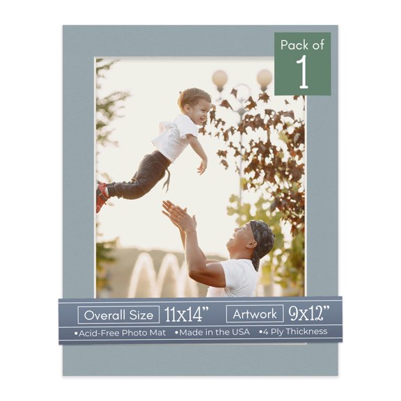 Metallic Silver Picture Frame Mat for 11x14 Frames - Fits 9x12 Photos - 1 Mat
