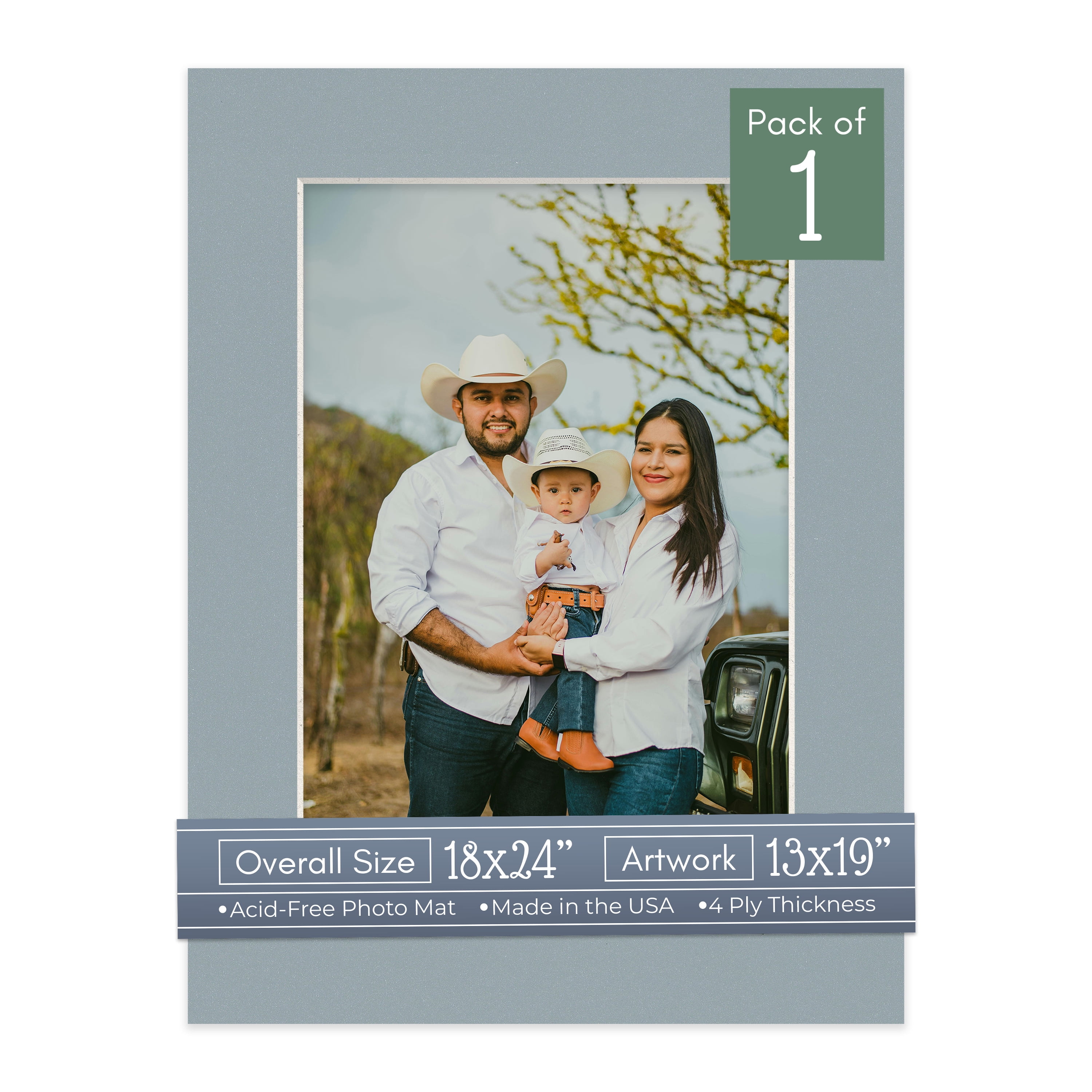 Metallic Silver Picture Frame Mat for 18x24 Frames - Fits 13x19 Photos - 1 Mat