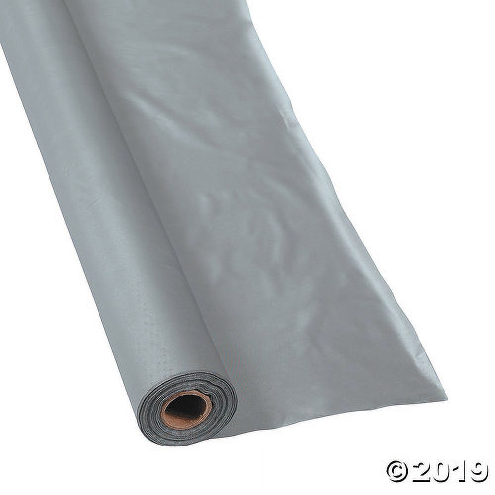 Metallic Silver Plastic Tablecloth Roll - image 1 of 1