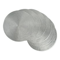 Metallic Silver Round Polypropylene Woven Placemat (Set of 6)
