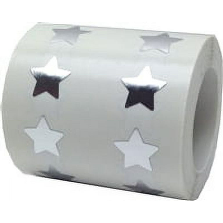 Metallic Silver Star Stickers, 1/2 Inch Wide, 1000 Labels on a Roll