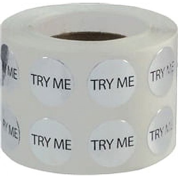 Metallic Silver Try Me Label Stickers | 1/2" inch Round - 1000 Pack | InStockLabels.com