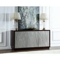 thumbnail image 1 of Metallic Silver & Walnut Console Cabinet With Touch Open Function And Storage Geometric In Handle- Doors Top, 1 of 7