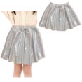 thumbnail image 1 of Metallic Skirt Shiny Skirt High Waist Flared Pleated A-Line Silver Holographic Skirt Birthday Dress, 1 of 5