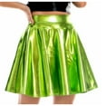 thumbnail image 1 of Metallic Skirt Womens Y2k Style Casual Stretch Flared Mini Skater Skirt Pleated Club Party A-Line Short Skirt, 1 of 5