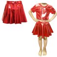 thumbnail image 1 of Metallic Skirts for Girls High Waisted Flared Pleated A-Line Red Holographic Skirt Girls Party Dress, 1 of 6