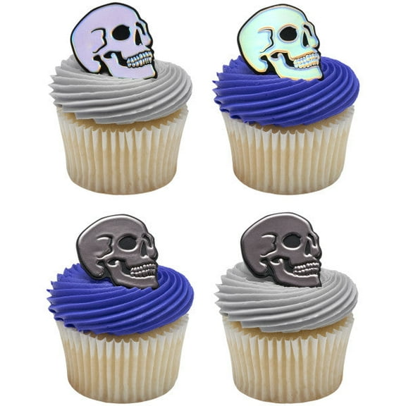 Metallic Skull Cupcake Rings 12 Count