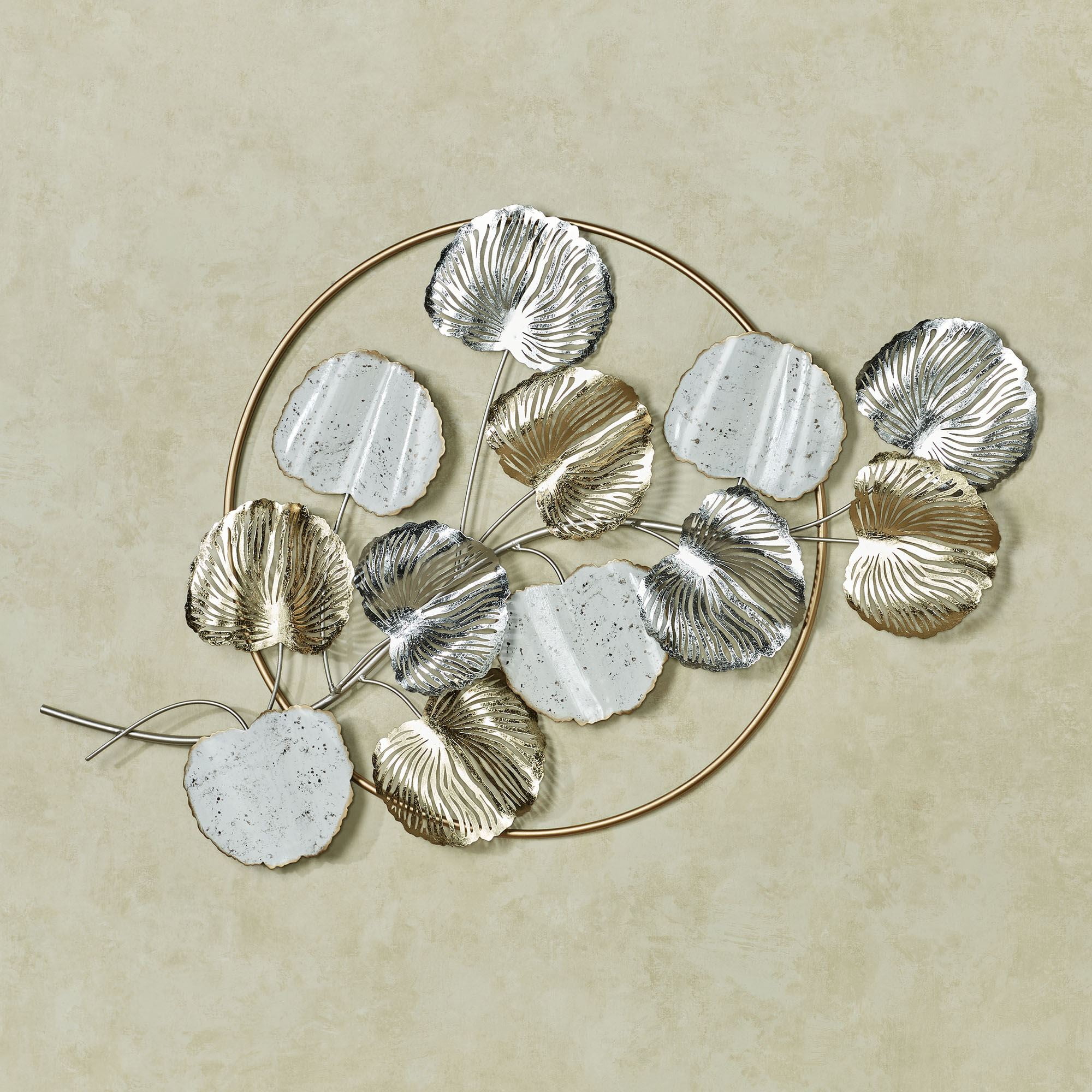 Gold and Silver Leaf Metal Wall Sculpture 37 x 21.5