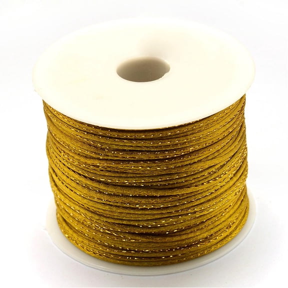 Metallic Stain Beads String Cords Nylon Mouse Tail Cord Dark Goldenrod 1.5mm about 100yards/roll(300 feet/roll)