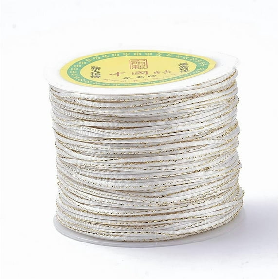 Metallic Stain Beads String Cords Nylon Mouse Tail Cord White 1.5mm Mixed Color
