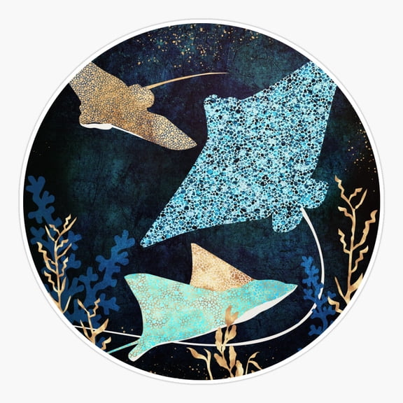Metallic Stingray Ocean Art Sticker