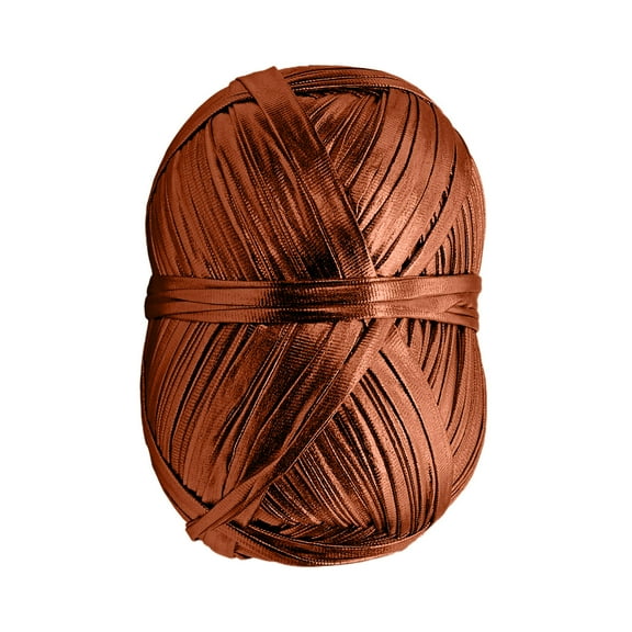 Metallic T-Shirt Yarn Fabric Cloth Knitting Yarn for Handmade Bag Blanket Crochet Yarn for Crocheting Bag Weaving Rug Making Beginners(Brown)