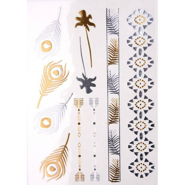 Metallic Temporary Tattoos - Feathers and Palm Trees