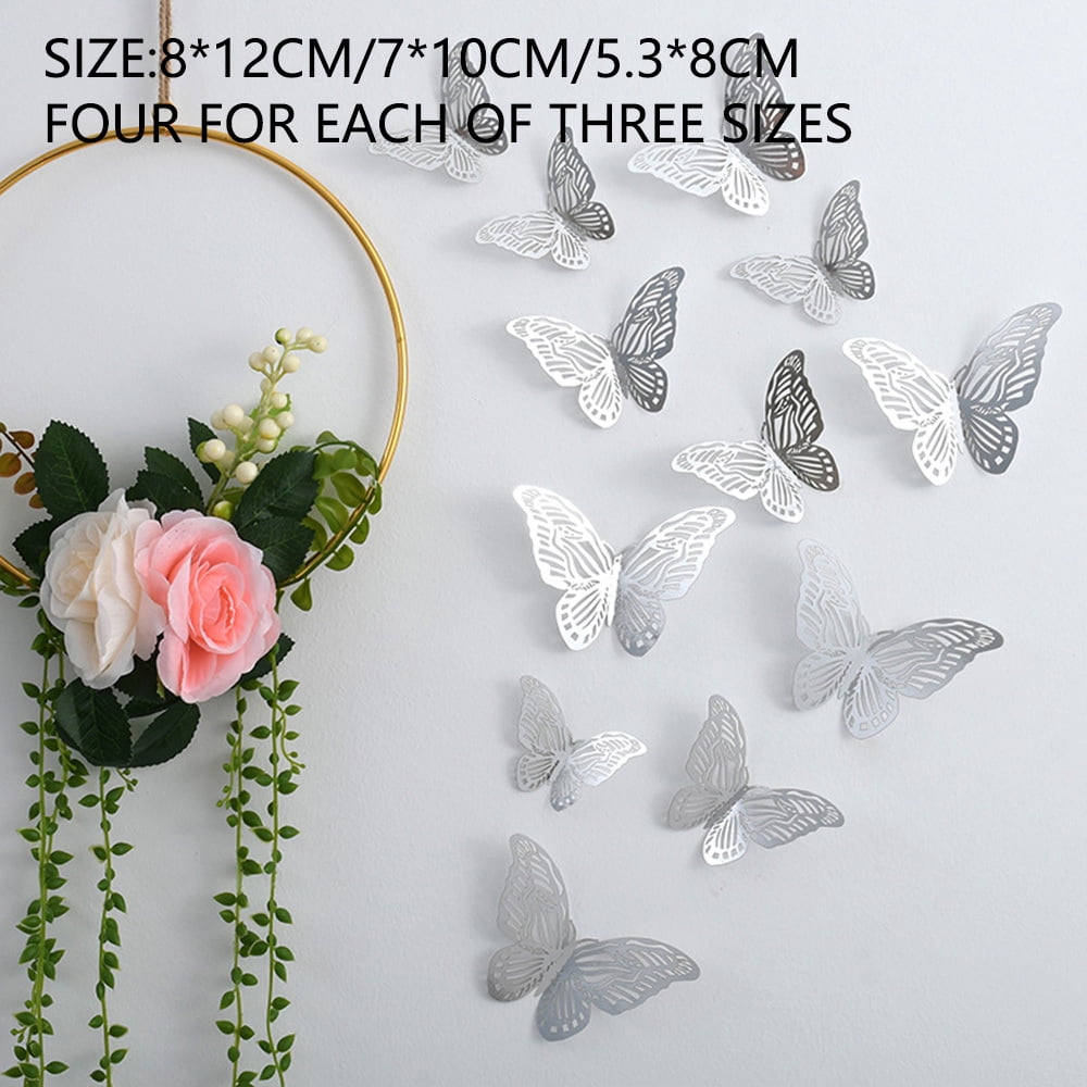 Vase Wall Sticker Waterproof Lovely Simulation Butterfly Floral Decals
