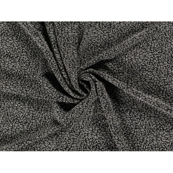 Metallic Textured Stretch Knit Fabric Silver on Black - per yard