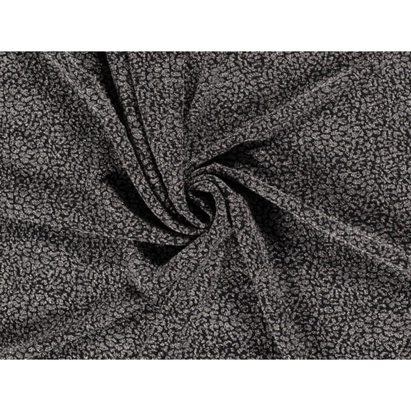 Metallic Textured Stretch Knit Fabric Silver on Black - per yard