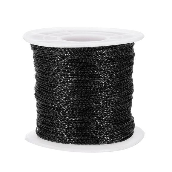 Uxcell Metallic Tinsel Cord Rope Cord Wrapping Ribbon Non-Stretchy Strings for Gift Thread Ornament Dark Black